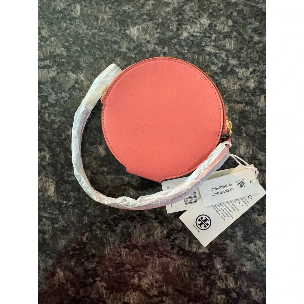 Tory Burch Women's Ella Bio Circle Zip Card Case‎ Wristlet-Coral Crush NWT